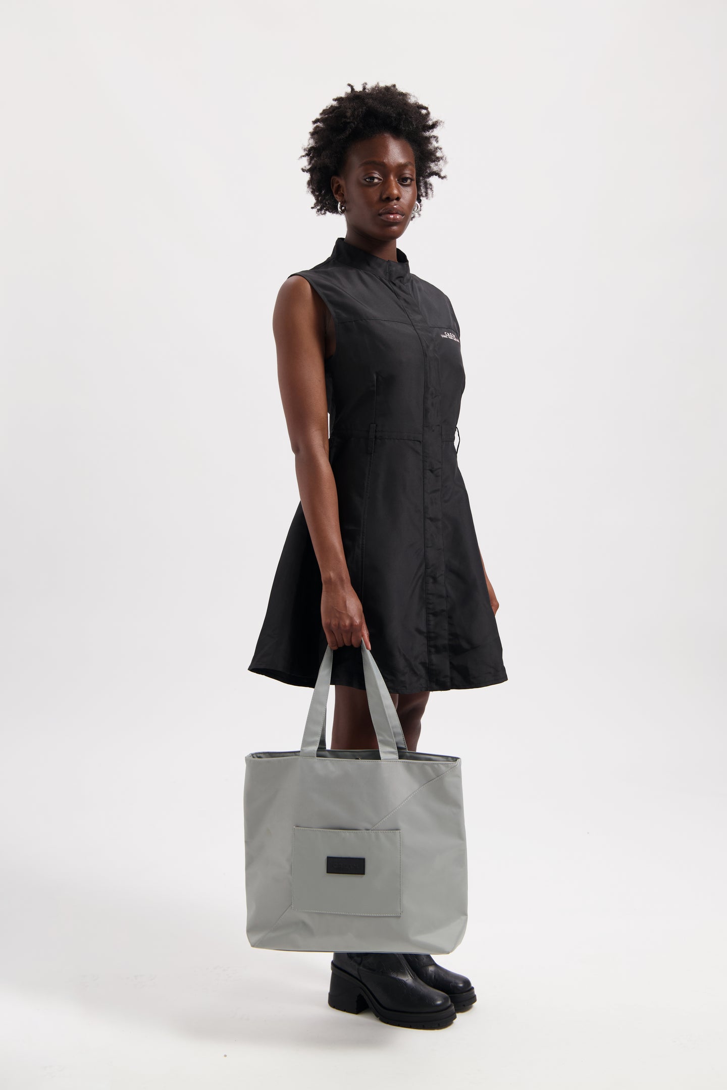 Grey Nylon Tote Bag