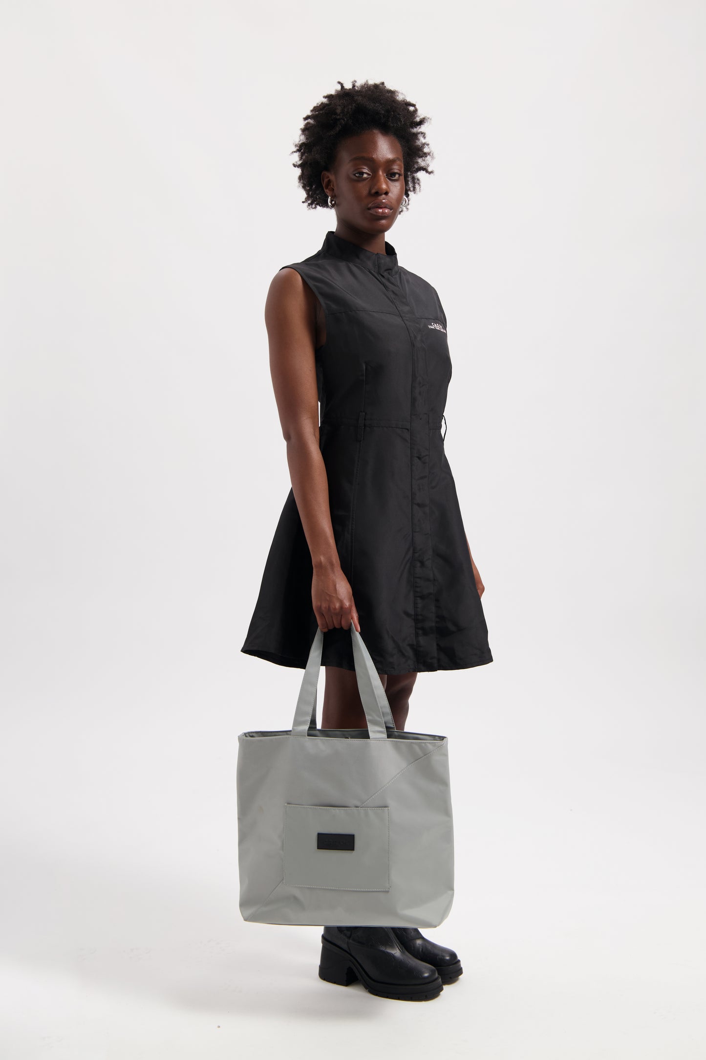 Grey Nylon Tote Bag